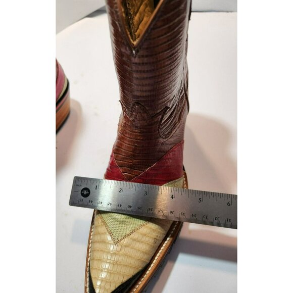 Mario Garcia Mens Handmade Custom Multicolored Lizard Boots 8.5B Oil Resistant - Picture 14 of 15